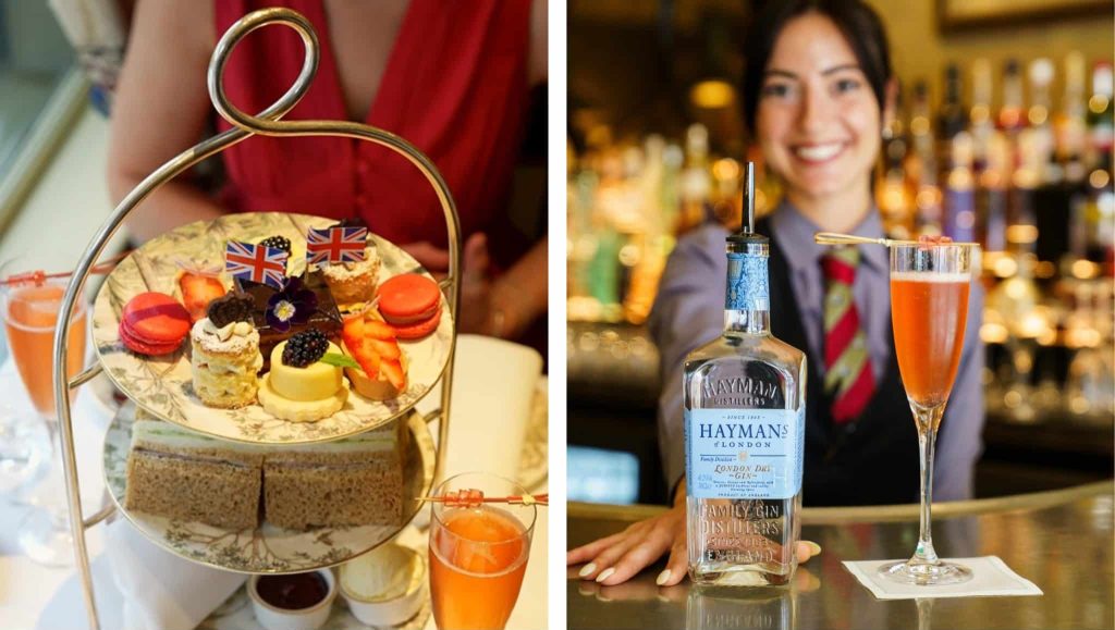 Afternoon tea, Hayman's cocktail, bartender, bottle of Hayman's Original Gin London Dry